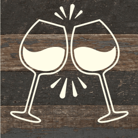 Wine Glasses... Wood Sign (Color: ES - Espresso Brown with Cream Print, size: 6x6)