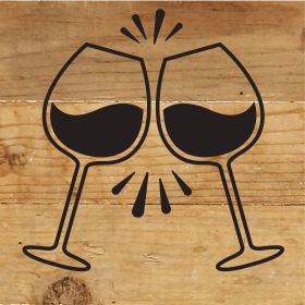 Wine Glasses... Wood Sign (Color: NR - Natural Reclaimed with Black Print, size: 6x6)