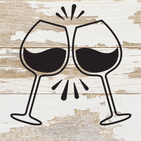 Wine Glasses... Wood Sign (Color: WR - White Reclaimed with Black Print, size: 6x6)