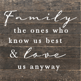 Family, the ones who know us best and lo... Wall Sign (Color: ES - Espresso Brown with Cream Print, size: 10x10)
