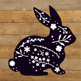 Bunny Silhouette... Wood Sign (Color: NR - Natural Reclaimed with Black Print, size: 10x10)