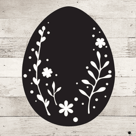 Egg Silhouette... Wood Sign (Color: WR - White Reclaimed with Black Print, size: 10x10)
