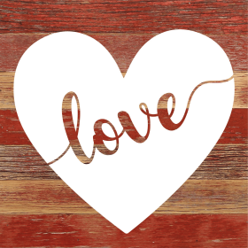 Love Heart... Wood Sign (Color: RRC - Red Reclaimed with Cream Print, size: 10x10)