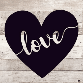Love Heart... Wood Sign (Color: WR - White Reclaimed with Black Print, size: 10x10)