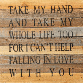 Take my hand and take my whole life... Wall Sign (Color: Vintage Natural, size: 12x12)