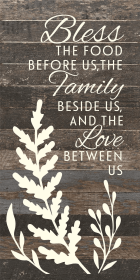 Bless the food before us, the family...  Wood Sign (Color: ES - Espresso Brown with Cream Print, size: 12x24)