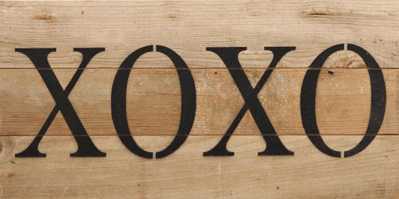 XOXO... Wall Sign (Color: NR - Natural Reclaimed with Black Print, size: 14x6)