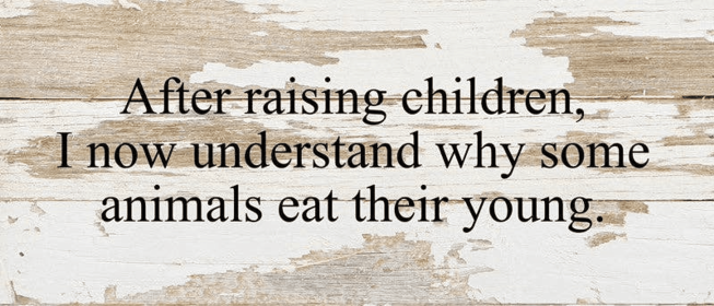 After raising children, I now under... Wall Sign (Color: WR - White Reclaimed with Black Print, size: 14x6)