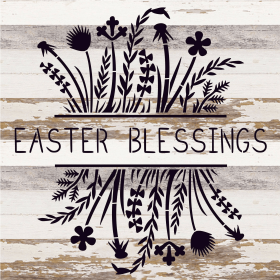 Easter Blessings... Wood Sign (Color: WR - White Reclaimed with Black Print, size: 14x14)
