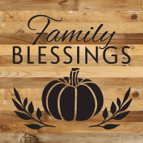 Family Blessings... Wood Sign (Color: NR - Natural Reclaimed with Black Print, size: 14x14)