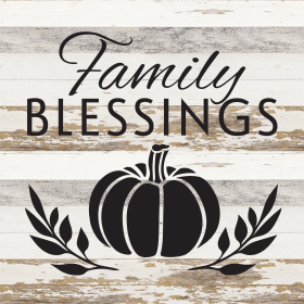 Family Blessings... Wood Sign (Color: WR - White Reclaimed with Black Print, size: 14x14)