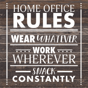 Home Office Rules... Wood Sign (Color: ES - Espresso Brown with Cream Print, size: 14x14)