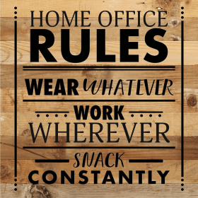 Home Office Rules... Wall Sign (Color: NR - Natural Reclaimed with Black Print, size: 14x14)