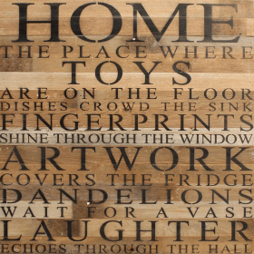 Home Wall Sign (Color: NR - Natural Reclaimed with Black Print, size: 28X28)