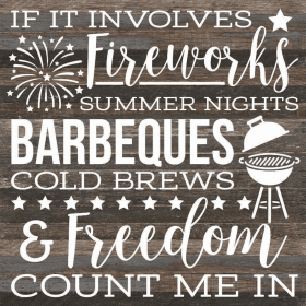 If it involves fireworks summer nig... Wall Sign (Color: ES - Espresso Brown with Cream Print, size: 28X28)