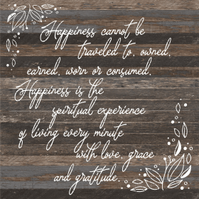 Happiness cannot be traveled to own... Wall Sign (Color: ES - Espresso Brown with Cream Print, size: 28X28)