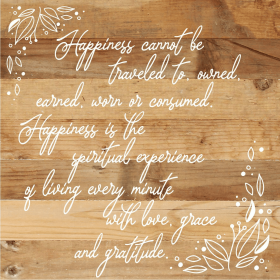 Happiness cannot be traveled to own... Wall Sign (Color: NR - Natural Reclaimed with White Print, size: 28X28)