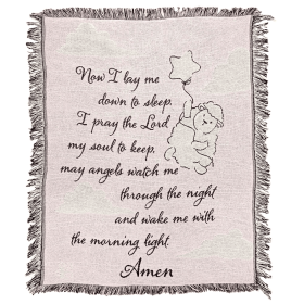 Tapestry Throw Now I Lay Me Down (Color: Pink)