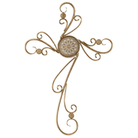 Metal Wall Cross (Color: Gold, size: 14x21)