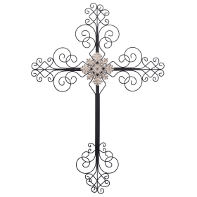 Metal Wall Cross (Color: Black, size: 25"h)
