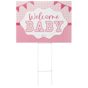 Yard Sign Welcome Baby (Color: Pink)