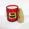 Private Label Candles Red Swirl Cut Pattern, Gold Lids