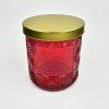 Private Label Candles Red Swirl Cut Pattern, Gold Lids