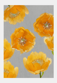 Art Print (Color: Orange Cactus Flowers on Grey, size: large)