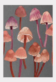 Art Print (Color: Mycene Mushrooms on Dark Grey, size: small)