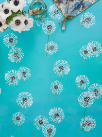 Wallpaper (Color: Dandelions on Aqua, size: 2' x 27' Roll)