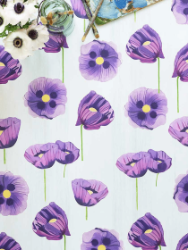 Wallpaper (Color: Purple Poppies on Snow, size: 2' x 27' Roll)