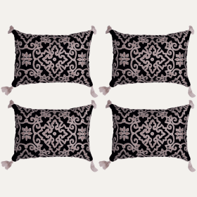 Throw Pillow Cover (Color: Black and Beige, size: 14 x 20 Inches)