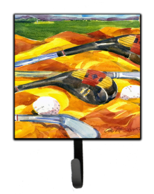 Sport Art Leash or Key Holder (Color: Golf Clubs, size: 4.25 x 7)