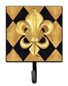 Fleur de lis - ArtLeash or Key Holder (Color: Black and Gold Fleur de lis New Orleans, size: 4.25 x 7)
