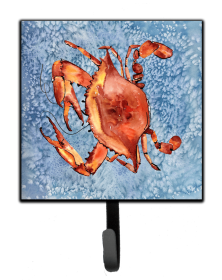 Crab Design Leash or Key Holder (Color: Cooked Crab Cool Blue Water, size: 4.25 x 7)