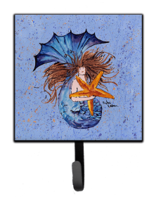 Mermaid/Merman Design Leash or Key Holder (Color: Brown Headed Mermaid on Blue, size: 4.25 x 7)
