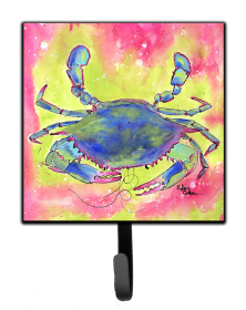 Crab Design Leash or Key Holder (Color: Blue Crab Bright Pink and Green, size: 4.25 x 7)