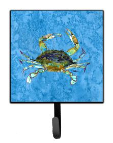 Crab Design Leash or Key Holder (Color: Blue Crab on Blue, size: 4.25 x 7)