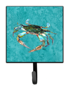 Crab Design Leash or Key Holder (Color: Blue Crab on Teal, size: 4.25 x 7)