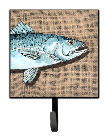 Multi Themed Sealife Design Leash or Key Holder (Color: Fish -nSpeckled Trout on Faux Burlap, size: 4.25 x 7)