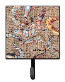 Shrimp Leash or Key Holder (Color: Shrimp on Faux Burlap, size: 4.25 x 7)