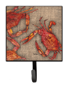 Crab Design Leash or Key Holder (Color: Cooked Crabs on Faux Burlap, size: 4.25 x 7)