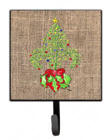 Fleur de lis - ArtLeash or Key Holder (Color: Christmas Tree Fleur de lis on Faux Burlap, size: 4.25 x 7)