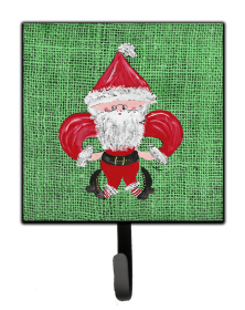 Fleur de lis - ArtLeash or Key Holder (Color: Christmas Santa Fleur de lis on Faux Burlap, size: 4.25 x 7)