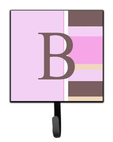 Letter Initial Monogram - Pink Stripes Leash or Key Holder (size: 4.25 x 7)