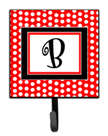 Letter Initial  - Red Black Polka Dots Leash or Key Holder (size: 4.25 x 7)