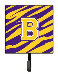 Letter Monogram - Tiger Stripe - Purple Gold Leash or Key Holder (size: 4.25 x 7)
