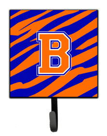 Letter Initial Tiger Stripe - Blue Orange  Leash or Key Holder (size: 4.25 x 7)