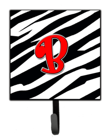 Letter Initial Monogram - Zebra Red Leash or Key Holder (size: 4.25 x 7)