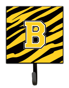 Letter Initial Tiger Stripe - Black Gold  Leash or Key Holder (size: 4.25 x 7)